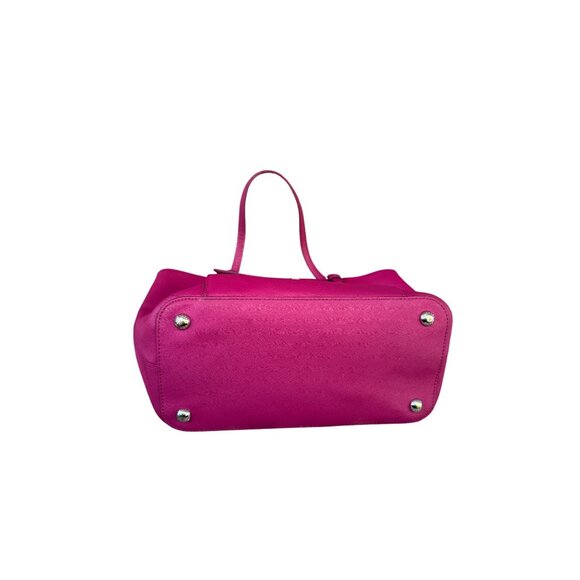 Michael Kors Pink Leather Tote Bag With Front Pocket & Logo Charm - Picture 12 of 12